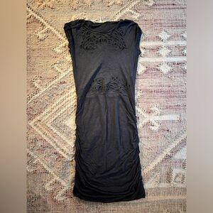 Maje Black Midi Dress with Cutout Details